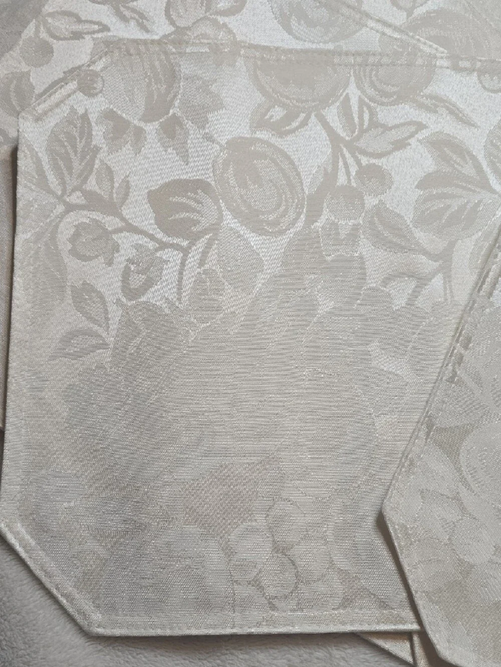 Elegant Cream Floral Jacquard Placemats - Set of 8